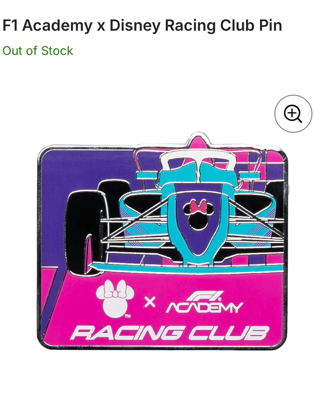Formula 1 Academy X Disney Minnie Wheel Pin